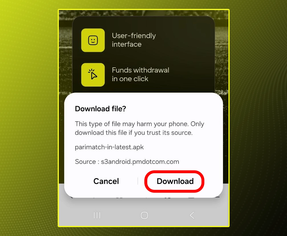 Confirm APK file download