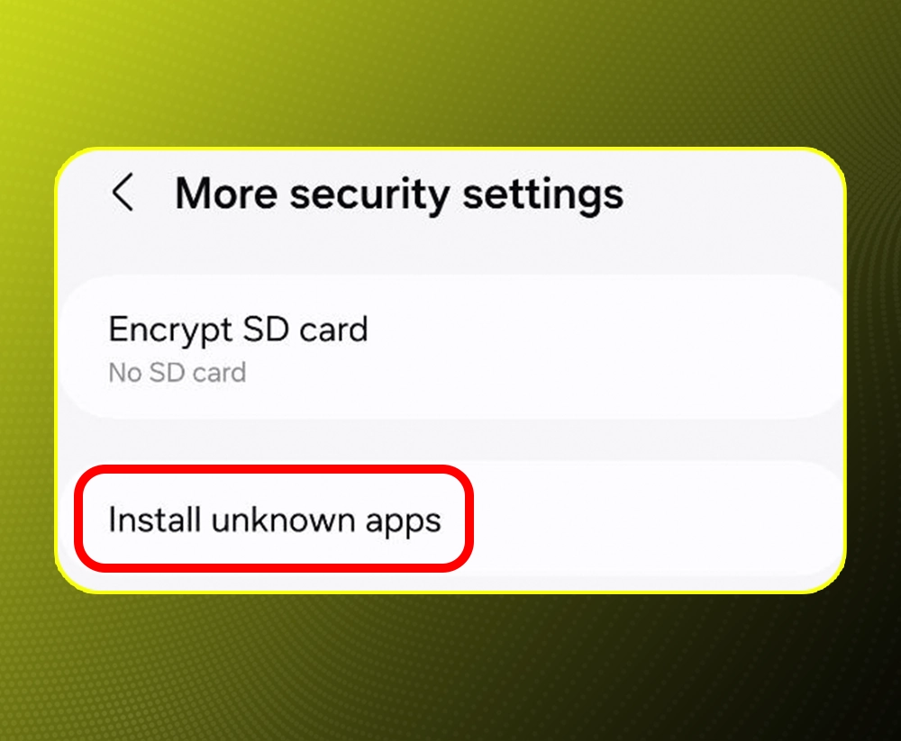 Enable unknown sources install
