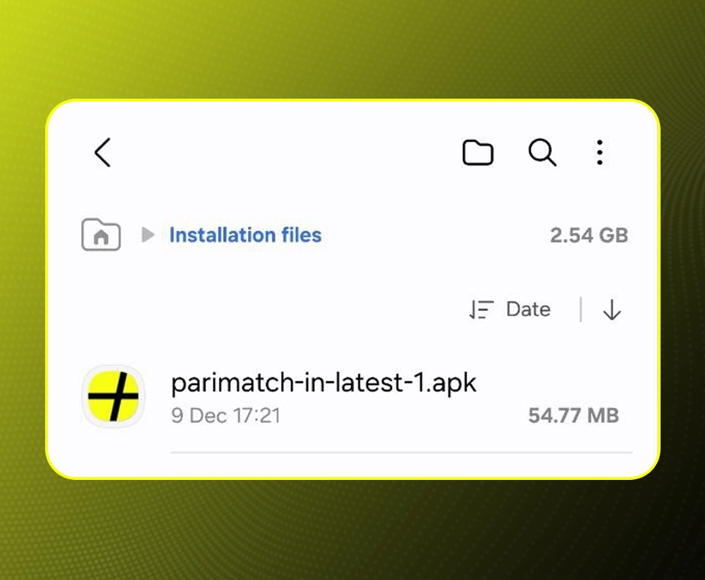Open downloaded parimatch.apk