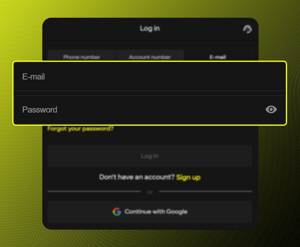Enter Parimatch credentials