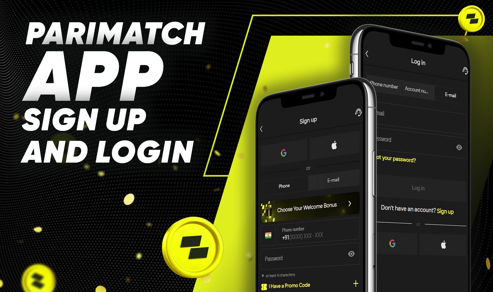 Sign up and log in on the Parimatch app
